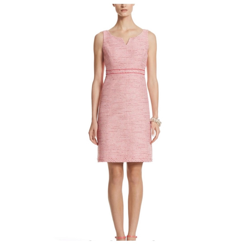 WHBM Pink Tweed Sheath A-Line Dress Sleeveless